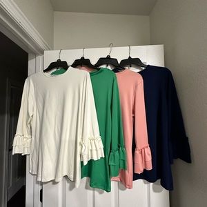 Bundle of 4 Klassy Girl Ruffle Sleeve Tops